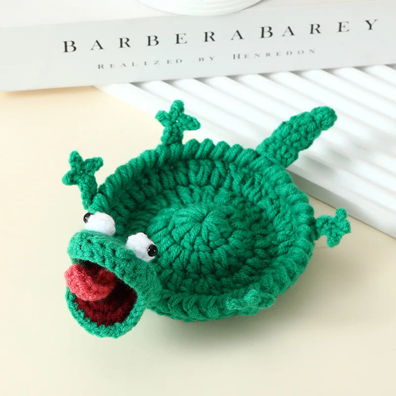 Ribbit — Sous-verre grenouille en crochet, fait main