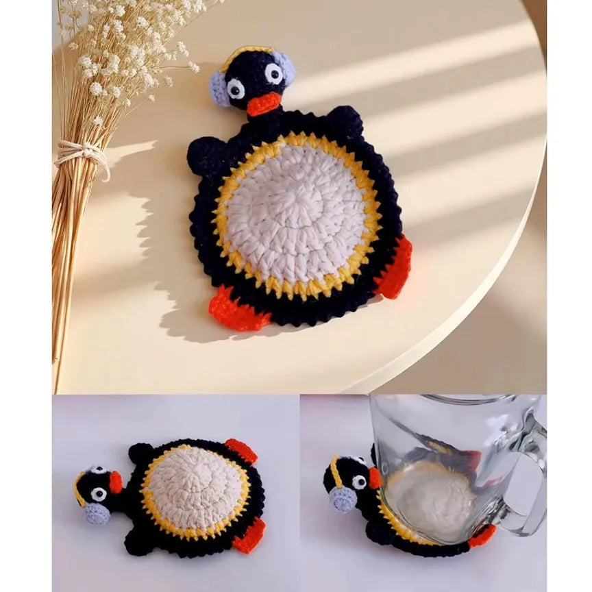 Ribbit — Sous-verre grenouille en crochet, fait main